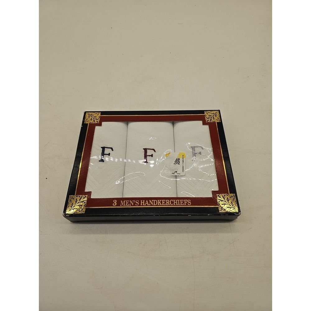 Mens Handkerchiefs Sears Lot of 3 Monogram F Cotton Vintage NEW
